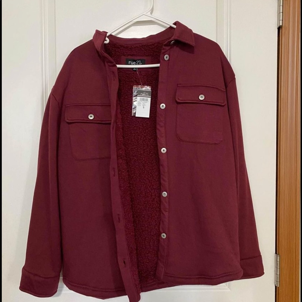 NEW WITH TAGS - Rue21 Sherpa Lined Shacket/Jacket maroon size small